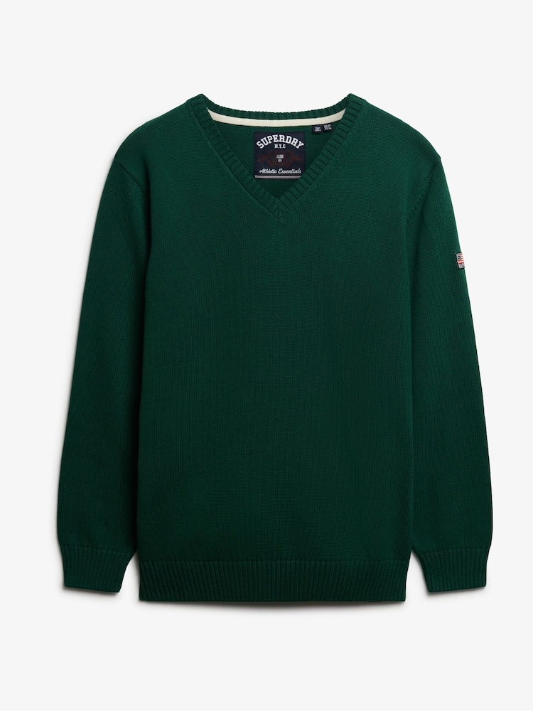 Superdry Green Oversized V-Neck Jumper - Image 6 of 6 Superdry Green Oversized V-Neck Jumper - Image 6 of 6