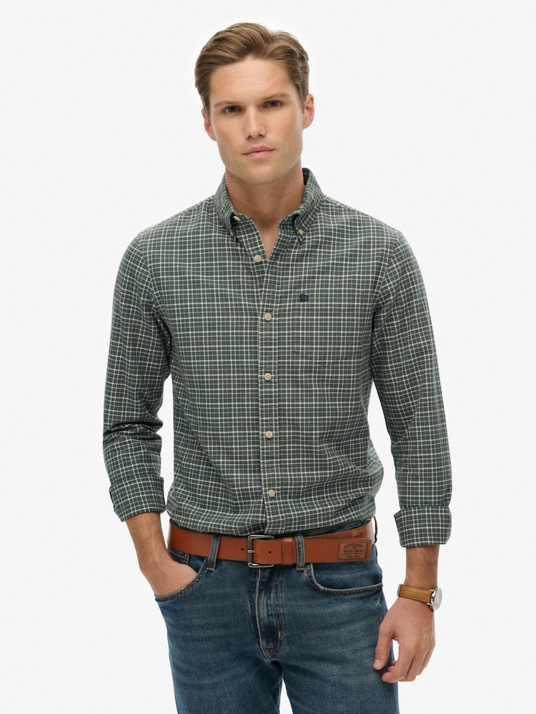 Superdry Green Premium Check Oxford Shirt - Image 1 of 7