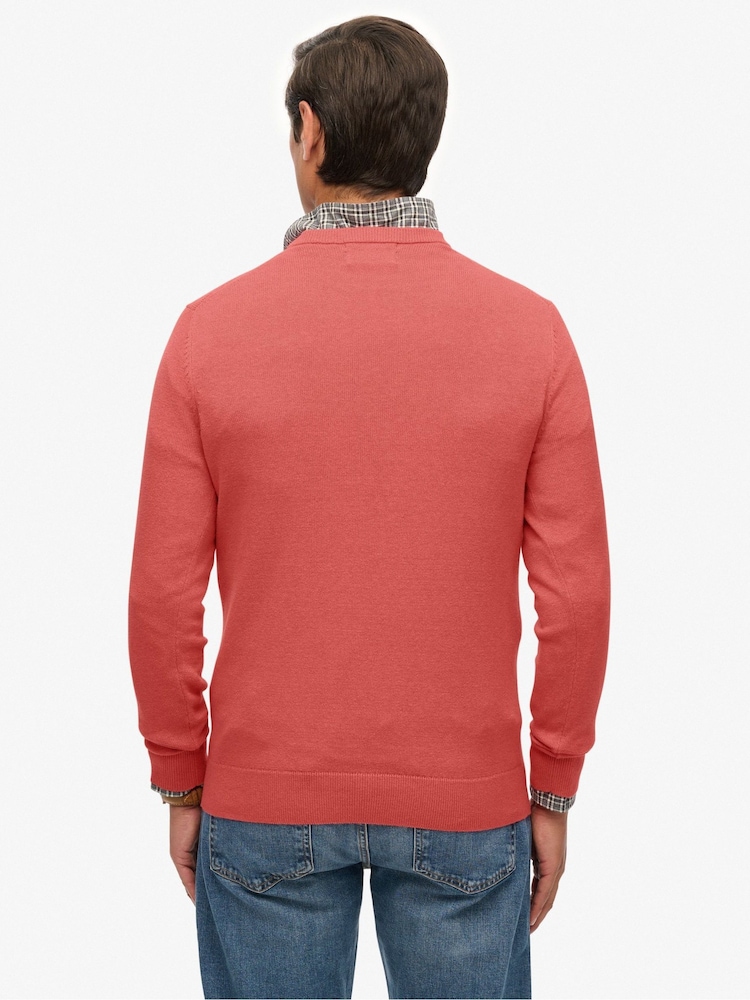Superdry Pink Essentials Cotton Jumper - Image 2 of 6 Superdry Pink Essentials Cotton Jumper - Image 2 of 6