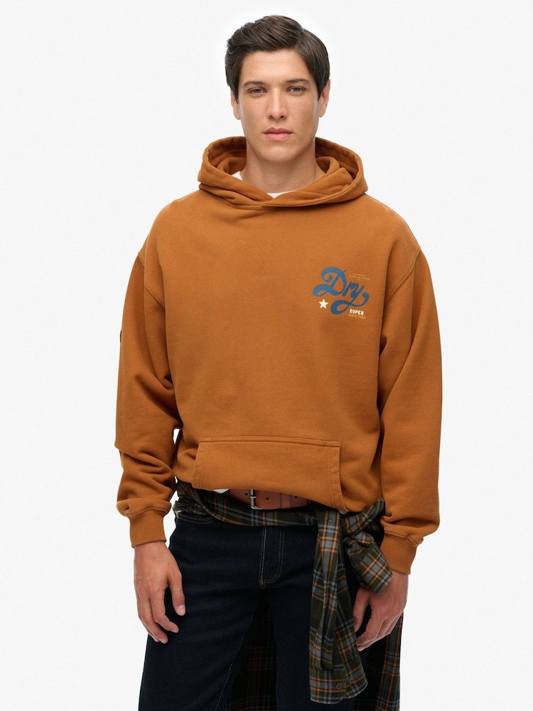 Superdry Brown Tap Room Oversized Hoodie - Image 1 of 4