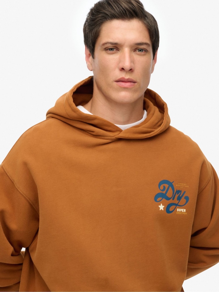 Superdry Brown Tap Room Oversized Hoodie - Image 4 of 4