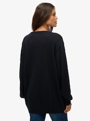 Superdry Black Oversized V-Neck Jumper - Image 2 of 6