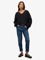 Superdry Black Oversized V-Neck Jumper - Image 3 of 6