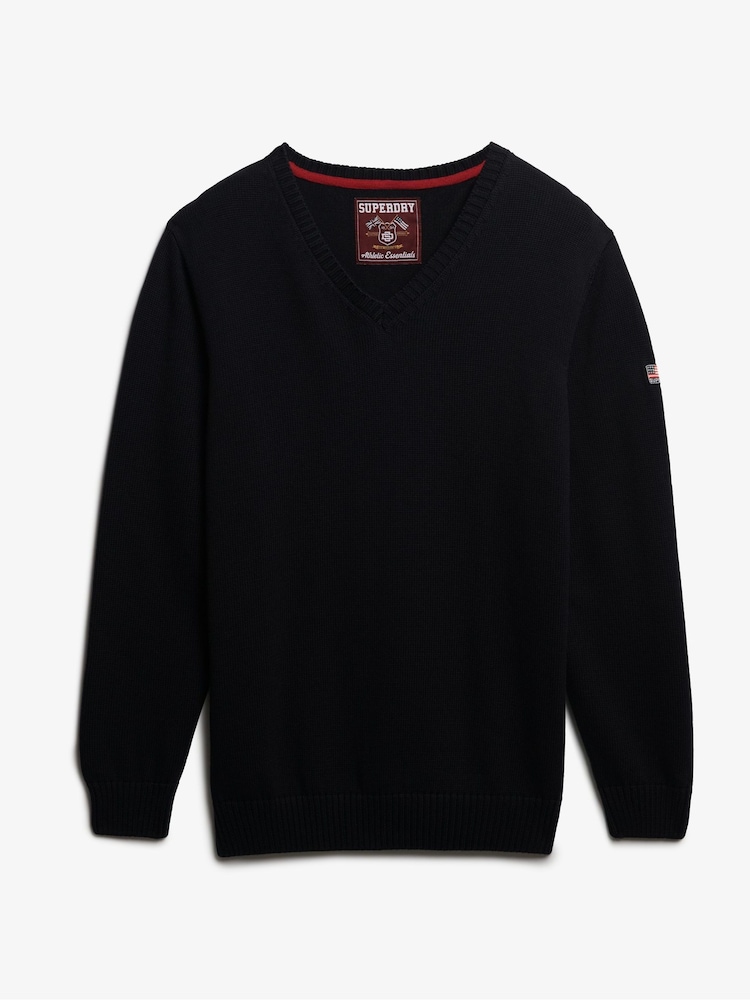 Superdry Black Oversized V-Neck Jumper - Image 6 of 6 Superdry Black Oversized V-Neck Jumper - Image 6 of 6