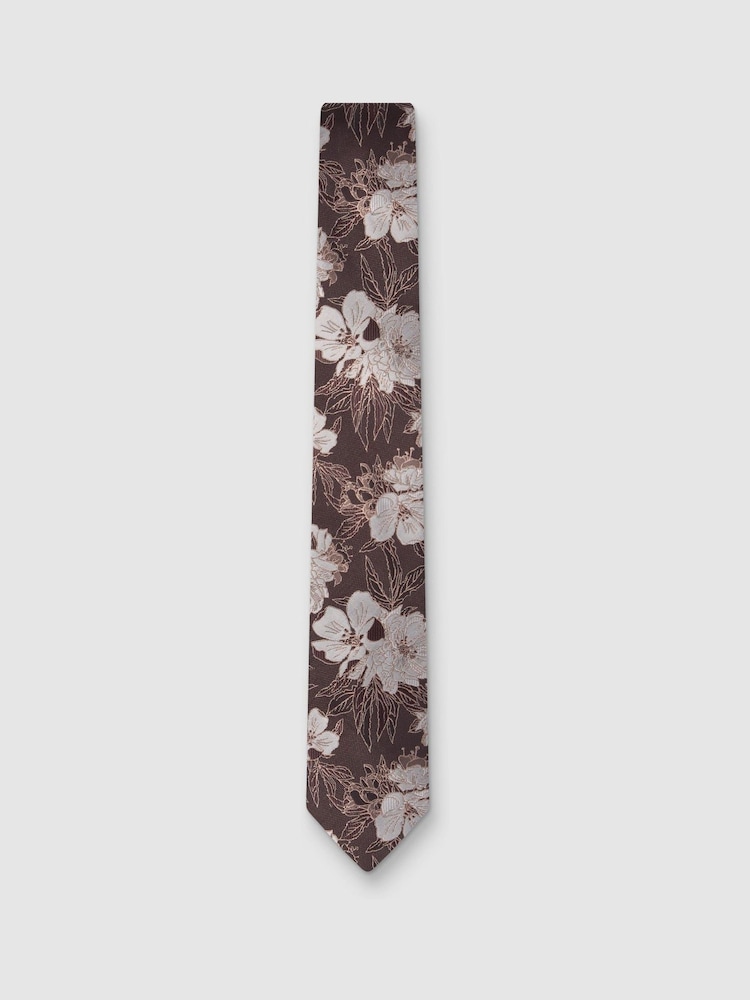 Antique Rogue Brown Large Floral Tie - Image 1 of 2 Antique Rogue Brown Large Floral Tie - Image 1 of 2