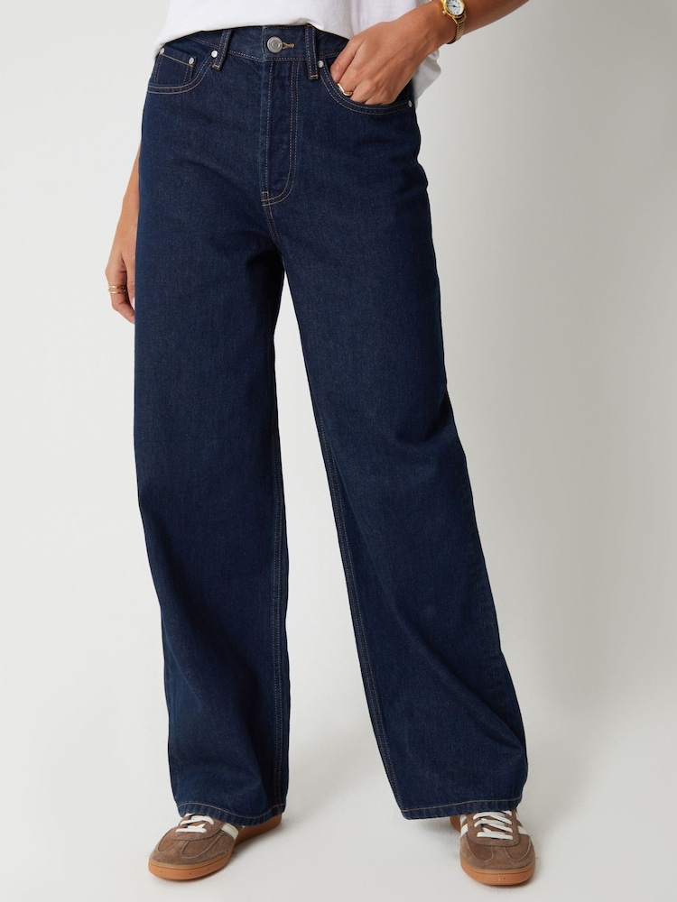 Threadbare Navy Blue Baggy Wide Leg Jeans - Image 1 of 4