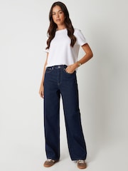 Threadbare Navy Blue Baggy Wide Leg Jeans - Image 3 of 4