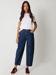 Threadbare Navy Blue Barrel Leg Jeans - Image 3 of 4