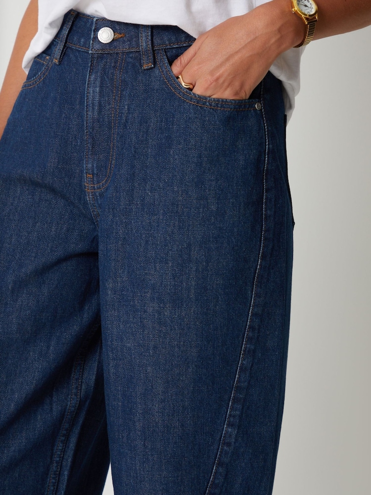 Threadbare Navy Blue Barrel Leg Jeans - Image 4 of 4 Threadbare Navy Blue Barrel Leg Jeans - Image 4 of 4