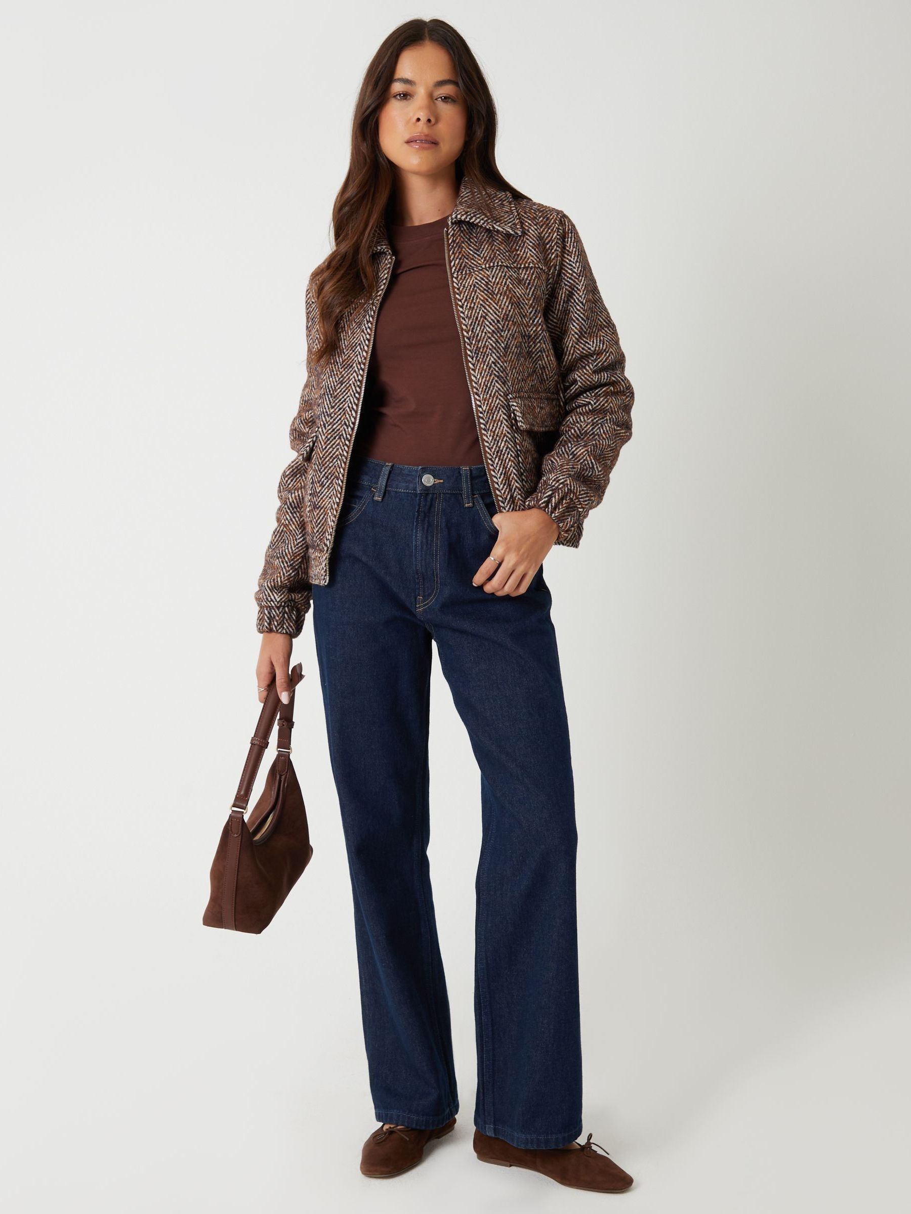 Buy Threadbare Brown Herringbone Check Faux Wool Jacket from Next USA