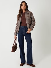 Threadbare Brown Herringbone Check Faux Wool Jacket - Image 4 of 5