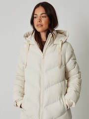 Threadbare Cream Padded Maxi Coat - Image 5 of 5