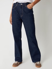 Threadbare Navy Blue Wide Straight Leg Jeans - Image 1 of 4