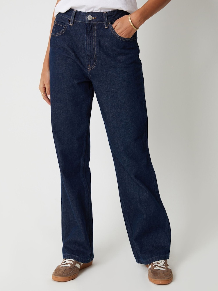 Threadbare Navy Blue Wide Straight Leg Jeans - Image 1 of 4