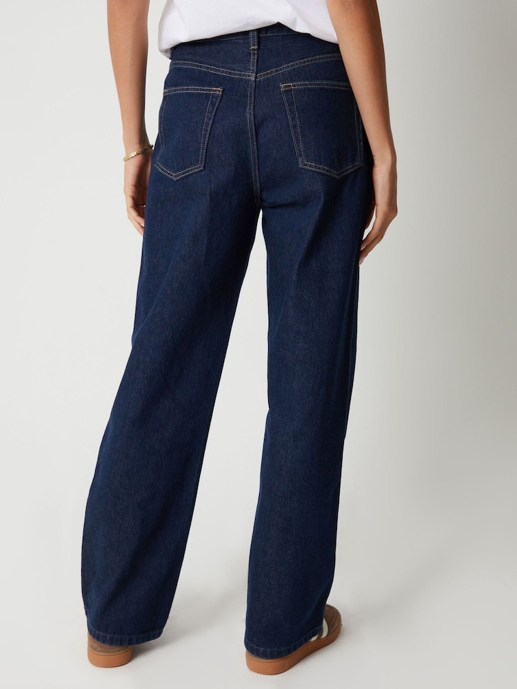 Threadbare Navy Blue Wide Straight Leg Jeans - Image 2 of 4 Threadbare Navy Blue Wide Straight Leg Jeans - Image 2 of 4