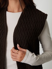 Threadbare Brown Textured Knitted Gilet - Image 2 of 5