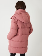 Threadbare Pink Mid Length Hooded Puffer Coat - Image 3 of 5