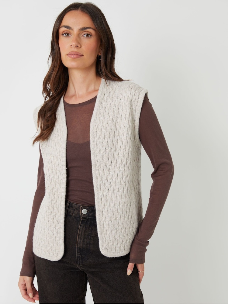 Threadbare Cream Textured Knitted Gilet - Image 1 of 5