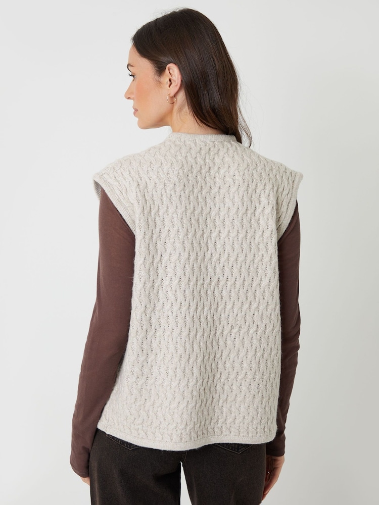 Threadbare Cream Textured Knitted Gilet - Image 2 of 5