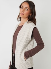 Threadbare Cream Textured Knitted Gilet - Image 4 of 5