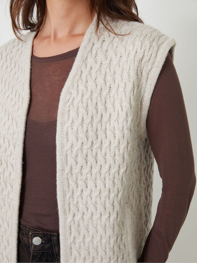 Threadbare Cream Textured Knitted Gilet - Image 5 of 5