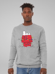 All + Every Grey Peanuts Christmas Light House Snoopy Sweatshirt - Image 1 of 4