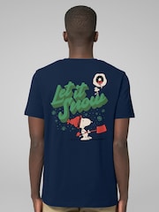 All + Every Blue Peanuts Christmas Snoopy Let It Snow Back Print T-Shirt - Image 1 of 4