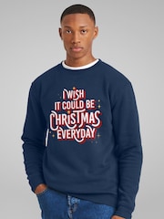 All + Every Blue I Wish It Could Be Christmas Everyday Wizzard Roy Wood Lyric Sweatshirt - Image 1 of 4