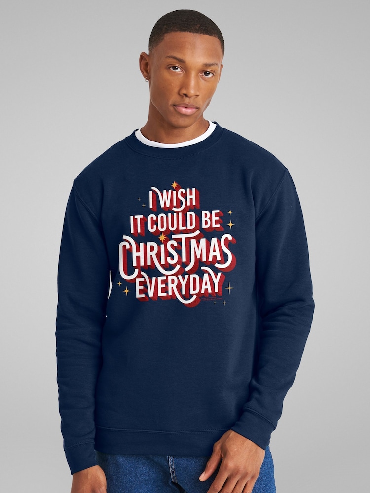 All + Every Blue I Wish It Could Be Christmas Everyday Wizzard Roy Wood Lyric Sweatshirt - Image 2 of 4 All + Every Blue I Wish It Could Be Christmas Everyday Wizzard Roy Wood Lyric Sweatshirt - Image 2 of 4