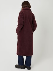 Threadbare Red Longline Borg Coat - Image 3 of 5