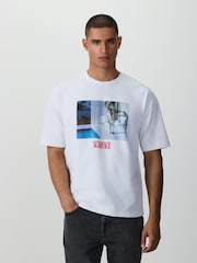 White Scarface Relaxed Fit Graphic Print Film T-Shirt - Image 1 of 4