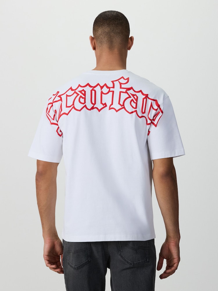White Scarface Relaxed Fit Graphic Print Film T-Shirt - Image 4 of 4