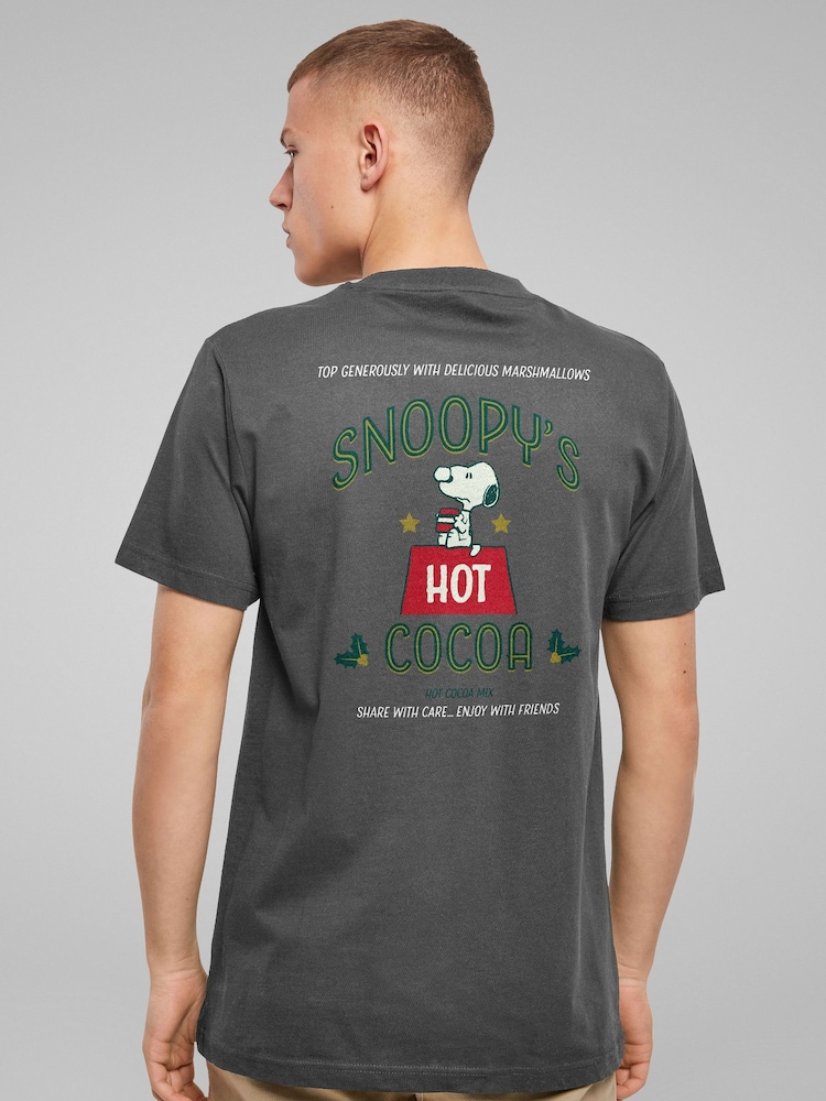 All + Every Grey Peanuts Christmas Snoopy's Hot Cocoa Back Print T-Shirt - Image 2 of 4