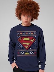 All + Every Blue Superman Christmas Pattern Sweatshirt - Image 1 of 4