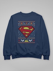 All + Every Blue Superman Christmas Pattern Sweatshirt - Image 3 of 4