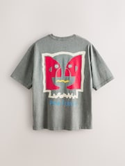 Charcoal Grey Pink Floyd Relaxed Fit Band Graphic Print T-Shirt - Image 5 of 8