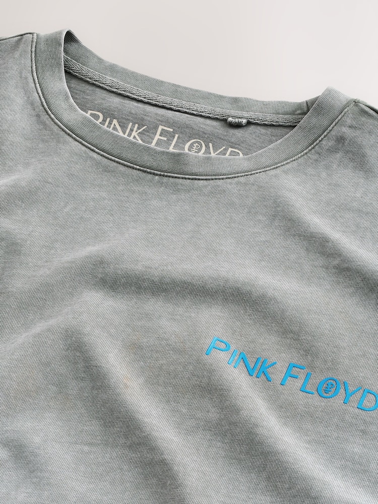 Charcoal Grey Pink Floyd Relaxed Fit Band Graphic Print T-Shirt - Image 8 of 8