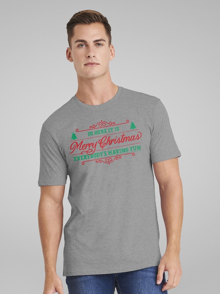 All + Every Grey So Here It Is Merry Christmas Merry Xmas Everybody Slade T-Shirt - Image 1 of 4 All + Every Grey So Here It Is Merry Christmas Merry Xmas Everybody Slade T-Shirt - Image 1 of 4