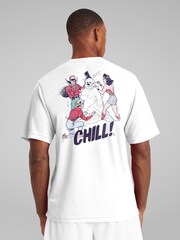 All + Every White Justice League Christmas Building A Snowman Back Print T-Shirt - Image 1 of 4