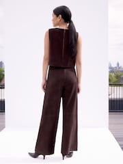 Ro&Zo Brown Petite Suede Wide Leg Trousers - Image 2 of 3