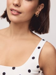 أسود/بيج فاتح - بلوزة بدون أكمام بياقة دائرية ناعمة الملمس من النايلون الناعم والمرن - صورة 4 من 7