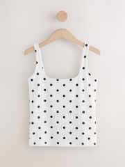 أسود/بيج فاتح - بلوزة بدون أكمام بياقة دائرية ناعمة الملمس من النايلون الناعم والمرن - صورة 5 من 7