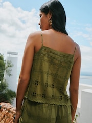 Green Broderie Square Cami Top - Image 4 of 8