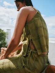 Green Broderie Square Cami Top - Image 5 of 8