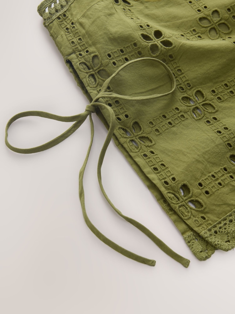 Green Broderie Square Cami Top - Image 8 of 8