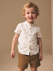 Écru ours imprimé sur l’ensemble - Chemise imprimée à Manches courtes avec Col mao (3mois7ans) - Image 1 de 7