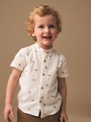 Écru ours imprimé sur l’ensemble - Chemise imprimée à Manches courtes avec Col mao (3mois7ans) - Image 3 de 7