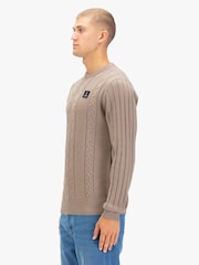 Luke 1977 Mitcham Cable Knitted Brown Jumper Hardnut - Image 3 of 6