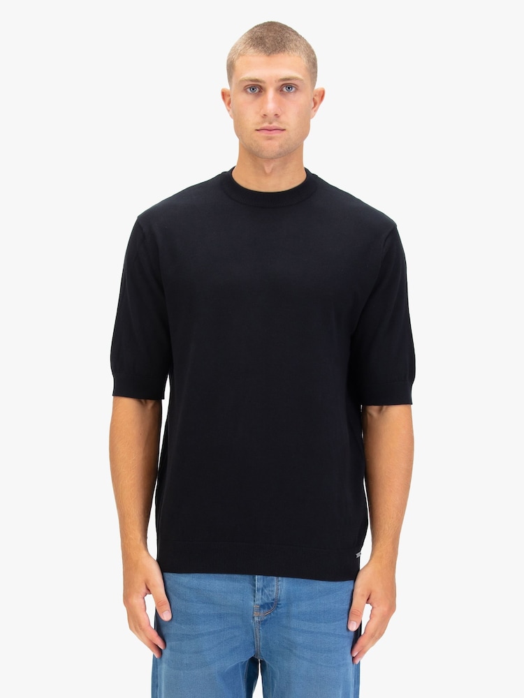 Luke 1977 Farrington Black Knitted T-Shirt - Image 1 of 6 Luke 1977 Farrington Black Knitted T-Shirt - Image 1 of 6