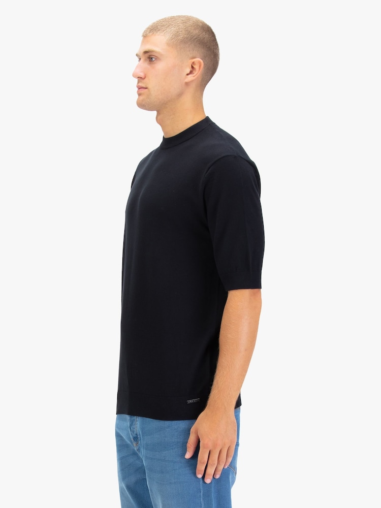Luke 1977 Farrington Black Knitted T-Shirt - Image 2 of 6 Luke 1977 Farrington Black Knitted T-Shirt - Image 2 of 6